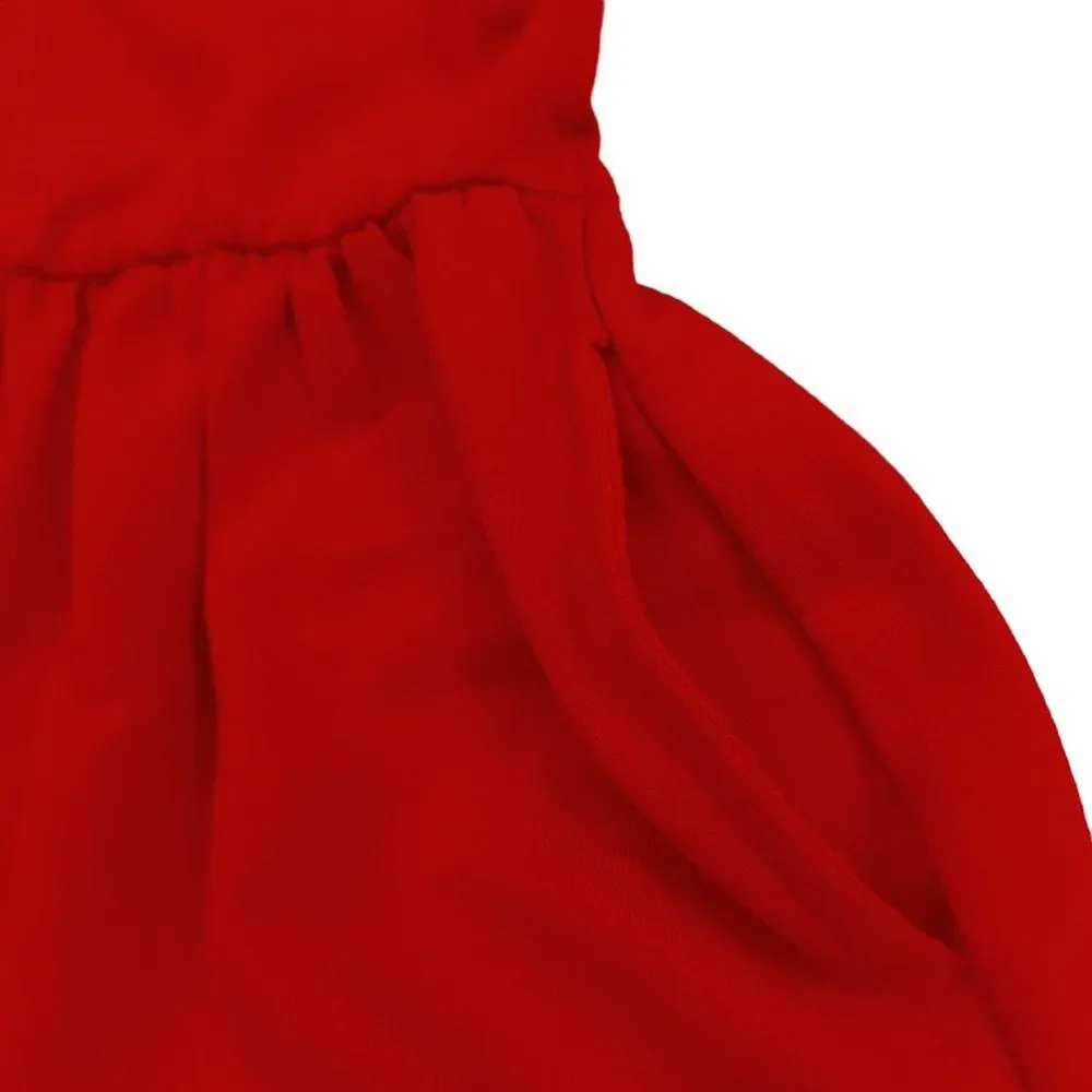 Mini Boden Dress Girls 4-5Y Red Embroidered Floral Pleated Ruffles Cotton Blend - Picture 6 of 11